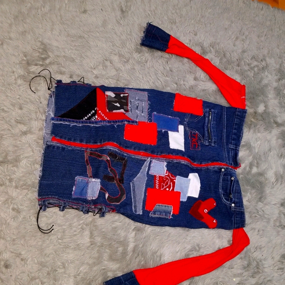 Custom  patch  denim dress